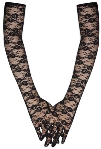 Long Keeper Lange Handschuhe Ellenbogenlang Damen Spitzenhandschuhe Opern Braut Hochzeit Brauthandschuhe Lang Handschuhe Spitze für Halloween Kostüm Hochzeit