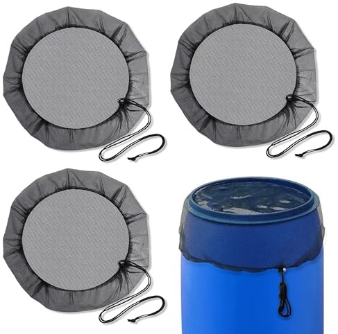 3 Pezzi Copertura Per Barile Da Pioggia, 80 cm Rete di Protezione per Serbatoio, Coperture In Rete Per Botti Con Cordicella Rete per Barile Della Pioggia per Proteggere dalle Foglie dei Rami