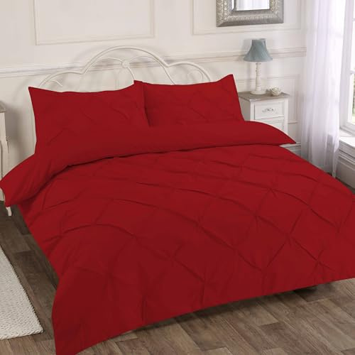Home Sweet Home UK Pintuck King Size Duvet Cover Sets Soft PolyCotton Duvet Cover Sets Kingsize With Button Closure Non-Iron Easy Care Bedding With Matching Pillowcase