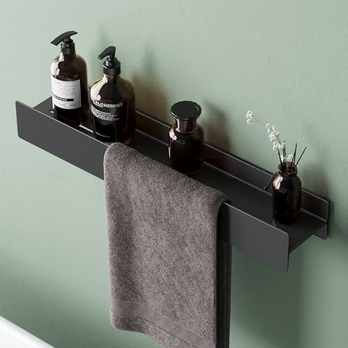 Mai & Mai Duschablage ohne Bohren 60cm Duschregal Matt schwarz | Badregal zum Bohren oder Kleben, Badezimmerablage zur Wandmontage Badezimmer Organizer für Bad, Küche, Reglo-03