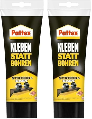 Pattex Montagekleber Kleben statt Bohren, starker Kraftkleber für sofortigen Halt, universell einsetzbarer Baukleber mit hoher Endfestigkeit, 1 x 250 g (Packung mit 2)