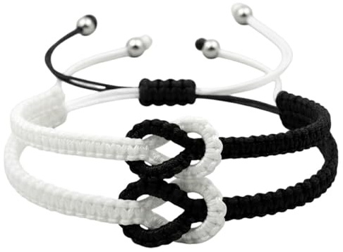 meberg NH11534943 Partner-Armbänder Schwarz Weiß Unisex Armband Textil Partnerschmuck Armbandset verstellbar Herren Damen