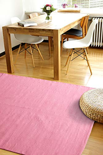 floor factory Moderner Baumwoll Teppich Living rosa 160x230cm - waschbarer Webteppich aus 100% Baumwolle