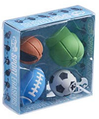 Tinc 4er-Set Sport-Radiergummis für Kinder, einfache Fehlerkorrektur, Verwendung in der Schule und bei Hausaufgaben, bunte Geschenkverpackung, Bleistiftradierer, 4 Stück