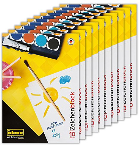 Idena 10 x A3 Zeichenblock 10 Blatt 120 g/m² Made in Germany