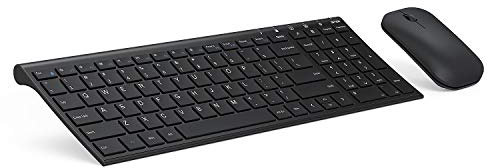 Bluetooth Multi-Device Keyboard - Seenda Rechargeable Ultra Slim Silent Wireless Keyboard for IOS, Android and Windows Devices - Black