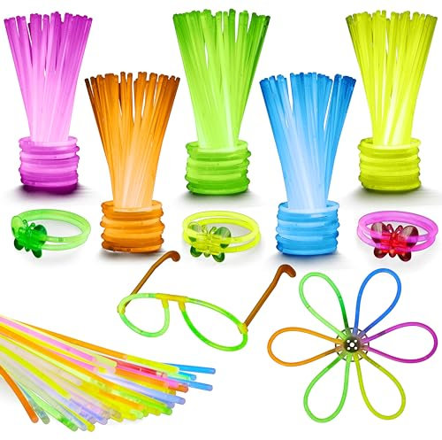 Bramble 543 Pack de Barras Luminosas - 250 Varitas Luminosas, 293 Conectores | Multicolor Fluorescentes Glow Sticks