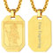 FaithHeart Heiliger Christophorus Anhänger Kette, goldener Hundemarke Christopher Anhänger für Herren, Religöser Beschützer Talisman mit Gravur für Auto