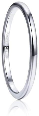 Vakki 2mm Ring aus Wolfram für Herren/Damen Schwarz/Blau/Silber/Rosegold Ringe Schmal Ehering Comfort Fit Größe 49 bis 67(15.6-21.3)