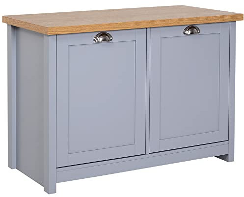 HOMCOM Shoe Cabinet, Modern Shoe Bench with 2 Doors for Hallway, Entryway, Grey