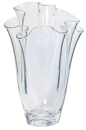 INNA-Glas Jarrón Jody, Embudo/Ondulado, Transparente, 27cm, Ø21cm - Florero Moderno - Recipiente de Cristal Decorativo