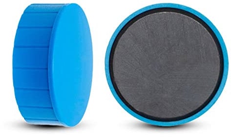MAUL Magnet MAULsolid, SB-Verpackung – bruchsichere und kleine Magnete für einen vielseitigen Einsatz – Magnet rund mit modernem Design – 38 x 15,5 mm – 2er Pack – blau