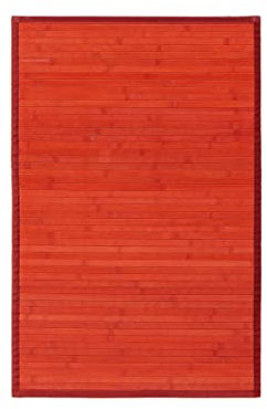 LOLAhome Alfombra de bambú, Antideslizante, Antimanchas, Resistente a la Humedad, para Salón, Dormitorio, Cocina, Baño, Pasillo, Garaje- “Rojo” de “90x60 cm