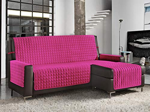 Banzaii Copridivano con Penisola Trapuntato Tinta Unita Antimacchia Imbottito 4 Posti Fuxia con Penisola Sinistra