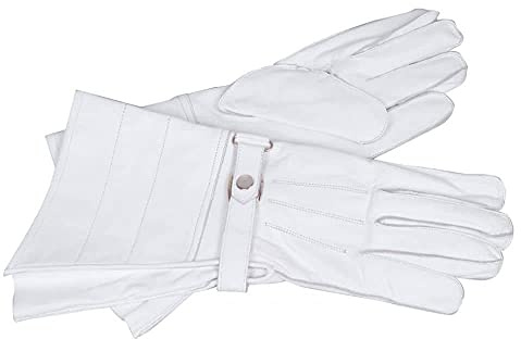 Deitert Stulpenhandschuhe aus Leder (weiß) für die Uniform der Fahnenträger, Standartenträger als Paradehandschuh Größen S-XXL