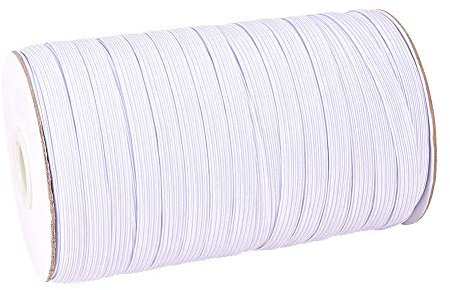 PH PandaHall Cinta de costura elástica de 8 mm, banda de goma trenzada, tira elástica plana para coser ropa, cintas, diademas, color blanco