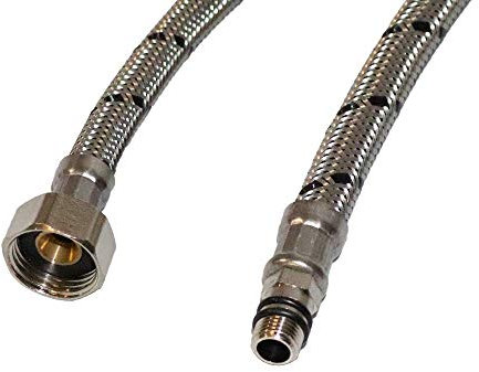 Aumix 2 x Paar M10 (10 mm) x 1,2 Zoll BSP 9 mm Bohrung 500 mm Flexibles geflochtenes Rohr Badezimmer Waschbecken Monoblock Mischbatterie Anschluss Schlauch WRAS-Zulassung
