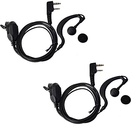 UAYESOK G-Form Walkie Talkie Ohrhörer Sicherheits Headset mit Push-to-Talk-Mikrofon für 2-poliges Kenwood Baofeng UV-5R UV-82 Midland Wouxun 2-Wege-Funkgerät (2 Stück)