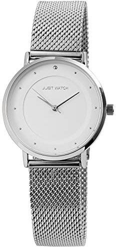 Just Watch Virginia Damen-Uhr Edelstahl Meshband Elegant Analog Quarz JW10073 (silberfarbig)