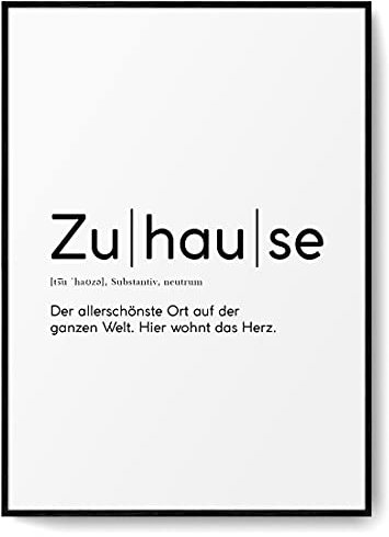 BLCKART Definition Poster Zuhause Beidseitig Bedruckt Worterdefinition Bild Typografie Schlafzimmerdeko Kunstdruck (A3 | 29,7 x 42 cm | Ohne Rahmen, Definition Poster | Zuhause)