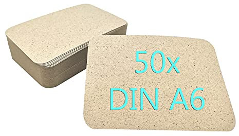 DIN A6 Postkarten Karteikarten Set Blanko zum Selbstgestalten Wahlweise mit Umschlägen und runden Ecken (Graspapier 280g/m², 50 Karten ohne Umschläge)
