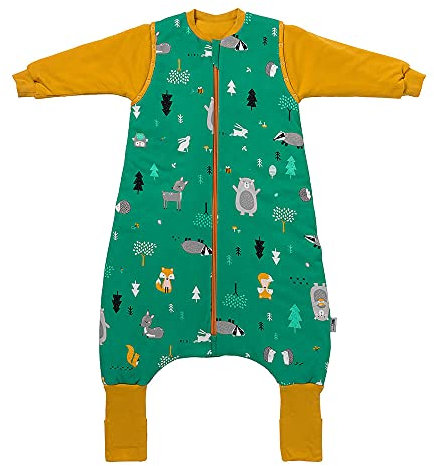 schlummersack Schlafsack mit Füßen Bio Baumwolle ganzjährig 2.5 Tog 90 cm Waldtiere | Kinder Schlafsack mit Beinen für eine Körpergröße 90-100cm | Ganzjahres Füßen 2.5 Tog