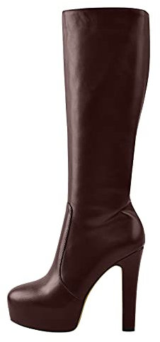 Only maker Platform High Boot Langschaftstiefel Pole Dance Absatzstiefel Weitschaft Stiefel Boots Weinrot Bordeaux EU 40