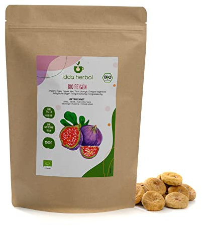 Fichi Secchi Biologici (1kg), Fichi Secchi Interi da Coltivazione Biologica, 100% Naturali e Puri, Snack di Frutta Pronto da Mangiare, Vegano