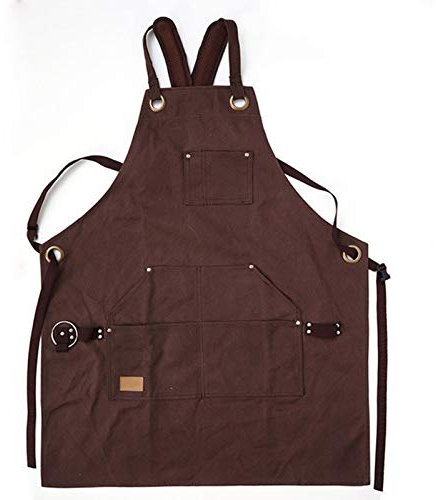 fayengan Tablier en Coton Ciré Résistant À l'eau avec Trois Poches, Cadeau De Qualité Supérieure pour Jardinage, Maître De Grill, Tatoueur, Charpentier Ou Garage (Color : Brown, Size : XL)