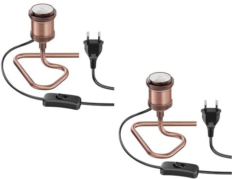 ledscom.de 2 Stück Tischlampe RETRA, Schalter, bronze, 1x E27 max. 60W