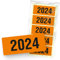 itenga 50x Jahresetiketten Ordner Inhaltsschild Jahreszahl I Aufkleber für Akten selbstklebend aus Haftpapier Rechteckig 6x2,5cm (Kalenderjahr 2024 (orange))