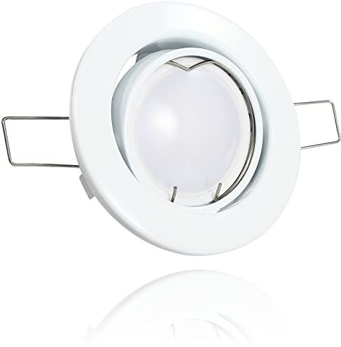 LEDFULL® LED Einbaustrahler 230V GU10 Spot Warmweiß 5W - Hell & Sparsam/Deckenstrahler Weiß schwenkbar / 50W Strahler Ersatz