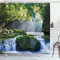 HSFFBHFBH Wasserdichter Duschvorhang 300x200cm/118x78in(WxH) Grüner und Blauer Natur-Regenwald-Dschungel-Natur-Outdoor-Szenen-Grün-Wald-Badezimmer-Vorhang