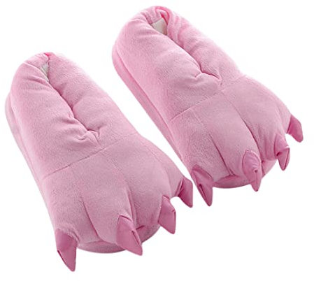 Barrageon Unisex Plüsch Hausschuhe Tier Pfote Pantoffel Kuscheltier Warme Cosplay Kostüme Party Kinder Herbst Winter Indoor Pink 39-45