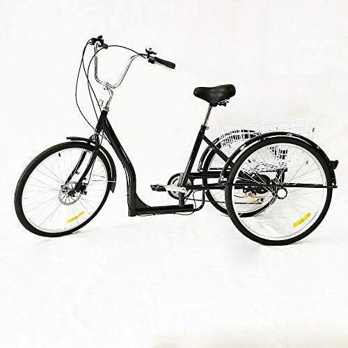 Fetcoi 26 Zoll Dreirad für Erwachsene 6-Gang 3-Rad Premium-Fahrrad mit Einkaufskorb für Reisen, Radfahren und Einkaufen