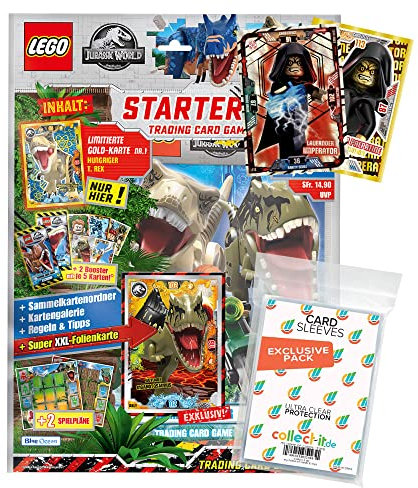 Bundle mit Lego Jurassic World Trading Cards - Serie 2-1 Starter + Exklusive Collect-it Hüllen