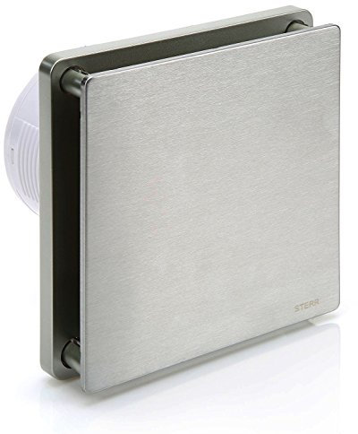 STERR Silver Bathroom Fan 4 inches / 100 mm with HYGROSTAT - Extractor Fan - Stainless Steel Front - Modern Look - BFS100H-S - 10 W