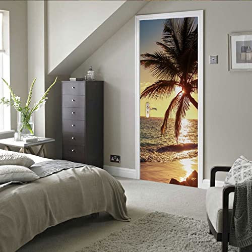 stickers paroi de douche 90x200cm(35.43 inches * 78.74 inches) Sticker Porte Effet 3D - Autocollant Trompe l'œil pour Porte - Décoration pour Porte Cuisine, Salon, Chambre, Salle de Bain
