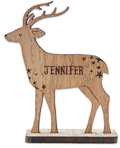 Personalised place names | wooden Christmas table place cards settings | wood sign keepsake christmas table decorations ornaments (Reindeer)