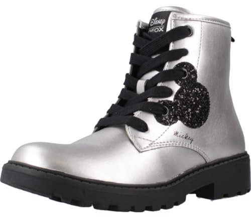 Geox J Casey Girl, Caviglia barca Bambine e ragazze, Grigio (Dk Silver), 37 EU