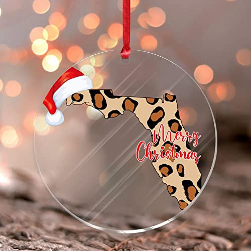 Florida Hängende Ornamente Leopard Gepard Druck Rund Weihnachtsbaum Ornament Wild Leo Muster Leopard Haut Acryl Weihnachtskugel für Weihnachtsbaumschmuck