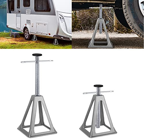 LZQ 2 Stück Unterstellbock Höhenverstellbar Wohnwagen Stützbock, Alu Unterstellböcke Abstellböcke Wohnwagenstützen für Stabilisierung Zubehör von Auto KFZ Caravan, bis 1000 Kg belastbar