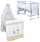Baby Delux Babybett Komplett Set Kinderbett Mia 120x60 weiß grau Matratze Bettwäsche Set mehrteilig (Traumland beige)