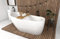 ECOLAM® exklusive freistehende Badewanne Standbadewanne moderne Wanne freistehend Elke 160x80 cm mit Ablage + Bambus Ablage + Ablaufgarnitur Click Clack Design Acryl glamour weiß