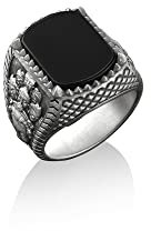 BySilverStone - Hindu-Göttin Brahma, Quadratischer Siegelring Aus Sterlingsilber Mit Schwarzem Onyx-Edelstein, Hinduismus-Schmuck, Herrenringe, Ringe Für Den Kleinen Finger Für Frauen