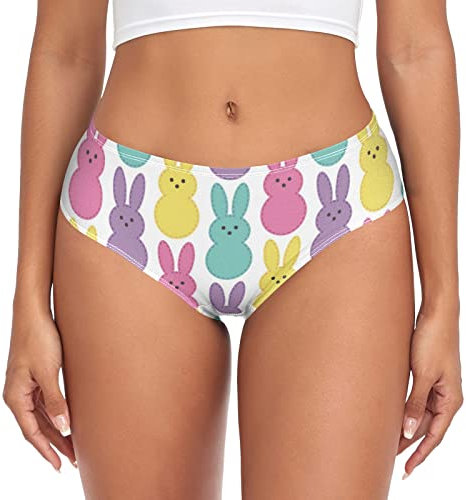 Damen-Unterwäsche, feuchtigkeitsableitend, mittlere Taille, weich, schweißfest, Unterwäsche, niedliche Osterhasen-Unterwäsche für Damen, Süßes Osterhase, M
