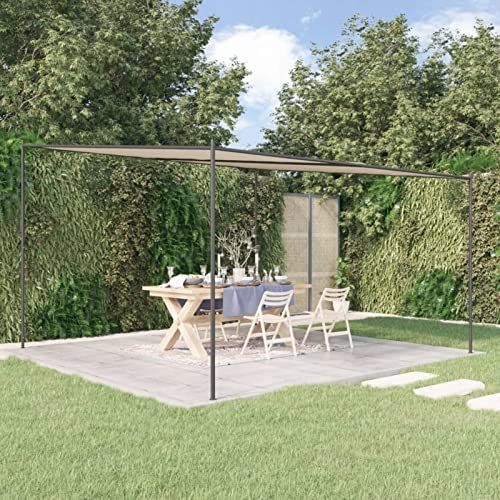 Tidyard Gazebo,Gazebo Pergola da Giardino,Gazebo per Barbecue,Pegolato,Pergola,Pergolato con Tetto,Tendone per Feste,Struttura in Acciaio,Copertura in Tessuto Beige 4x4 m 180 g/m²