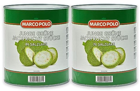 Food-United GRÜNE JACKFRUCHT 2x 1,53 KG Dose Konserve | junge Jackfruit-Stücke | in Salzlake | von MARCO-POLO Obst-Gemüse-Konserven | Fleischersatz Gemüsefleisch | Seitan Tofu Tempeh Alternative