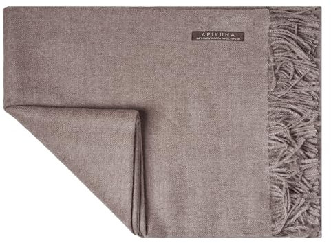 Apikuna® Alpaka Wolldecke aus 100% feinster Baby Alpaka Wolle - 180 x 130 cm in Hellbraun - kuschelig weiche & warme Decke - Sofadecke Alpakadecke Kuscheldecke Alpaka Decke Baby Alpaka Decke