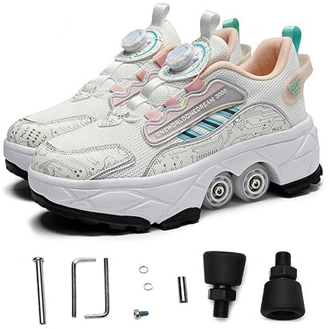 Scarpe Kick Rollers Deformazione 2-in-1 Multi-Purpose Scarpe Inline Roller Shoes Skate per Ragazzi E Ragazze Regolabili Trekking,33